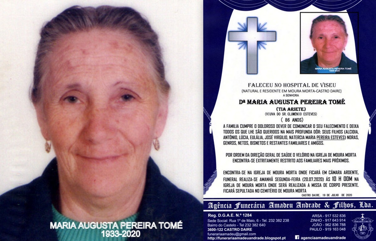 FOTO RIP DE MARIA AUGUSTA PEREIRA TOMÉ-86 ANOS (M
