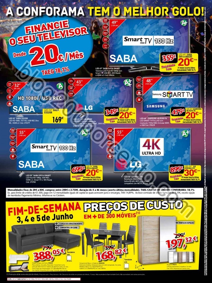 Novo Folheto CONFORAMA Promoções de 2 a 16 junho