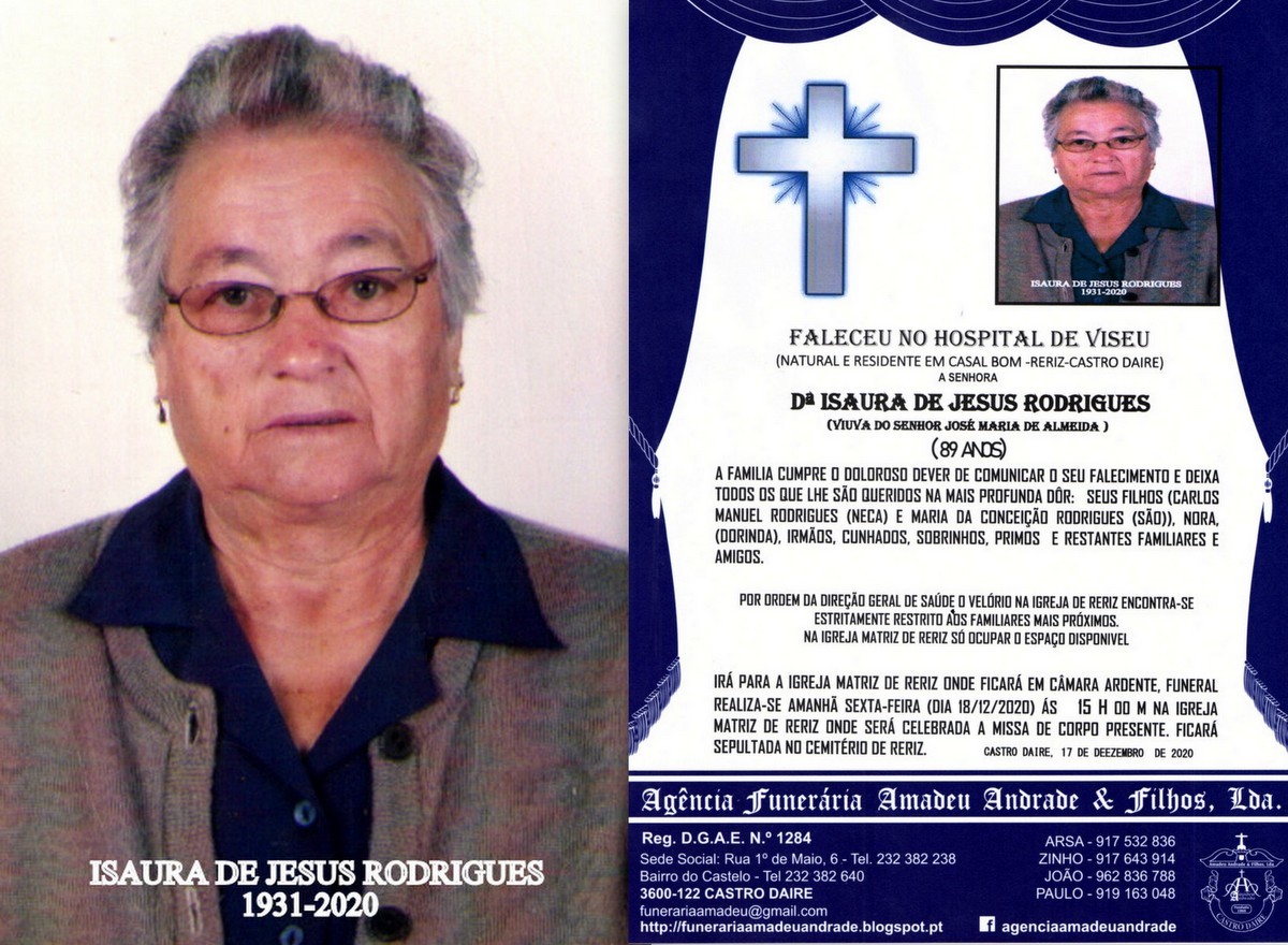 FOTO RIP DE ISAURA DE JESUS RODRIGUES -89 ANOS (CA