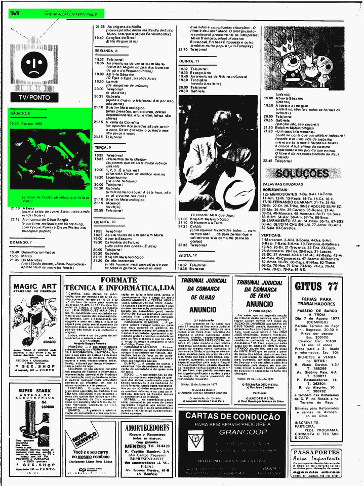 Diário de Lisboa, suplemento 7x7, 6/8/1977