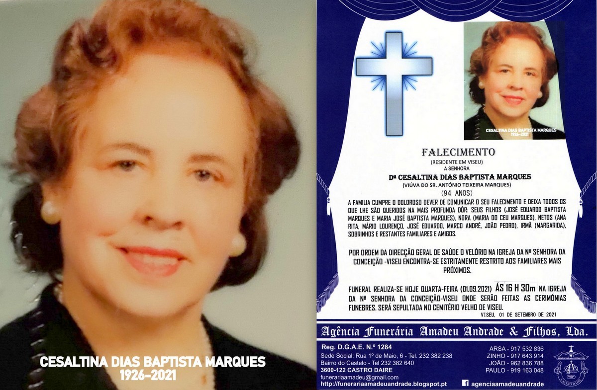 FOTO RIP  DE CESALTINA DIAS BAPTISTA MARQUES -94 A