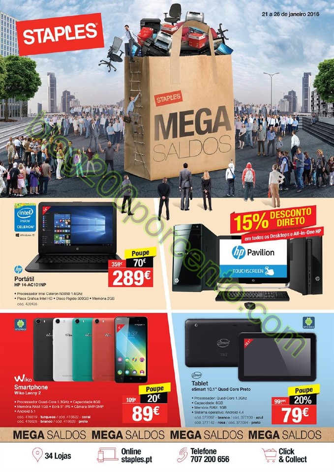 Antevisão Folheto STAPLES Maga Saldos de 21 a 26 