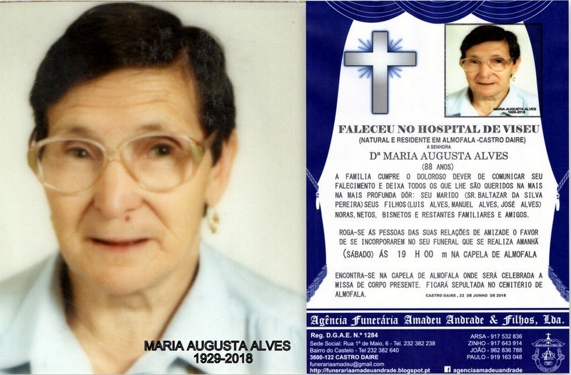 RIP  FOTO -MARIA AUGUSTA ALVES  -88 ANOS (ALMOFALA