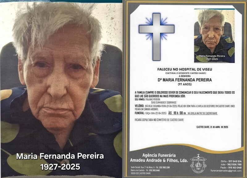 FOTO RIP DE MARIA FERNANDA PEREIRA-97 ANOS (CASTRO