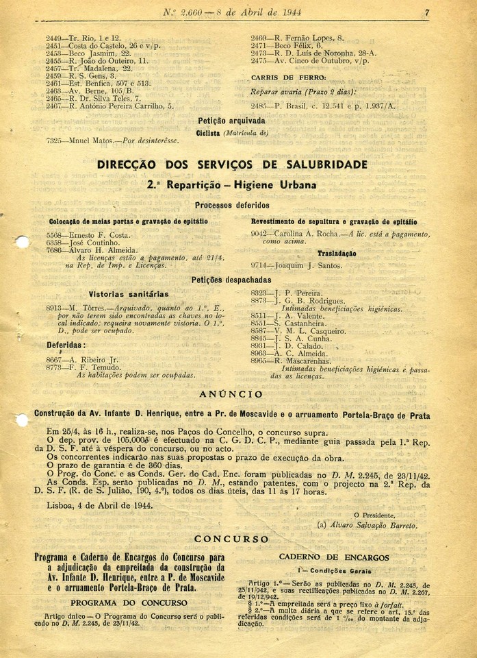 Projecto do 2º troço da avenida Infante D. Henri