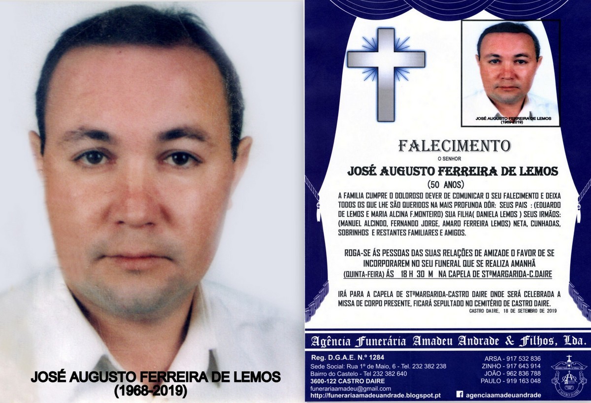 FOTO NOVA RIP  DE JOSÉ AUGUSTO FERRREIRA DE LEMOS