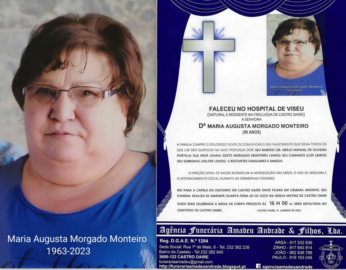 FOTO RIP  DE MARIA AUGUSTA MORGADO MONTEIRO -59 AN