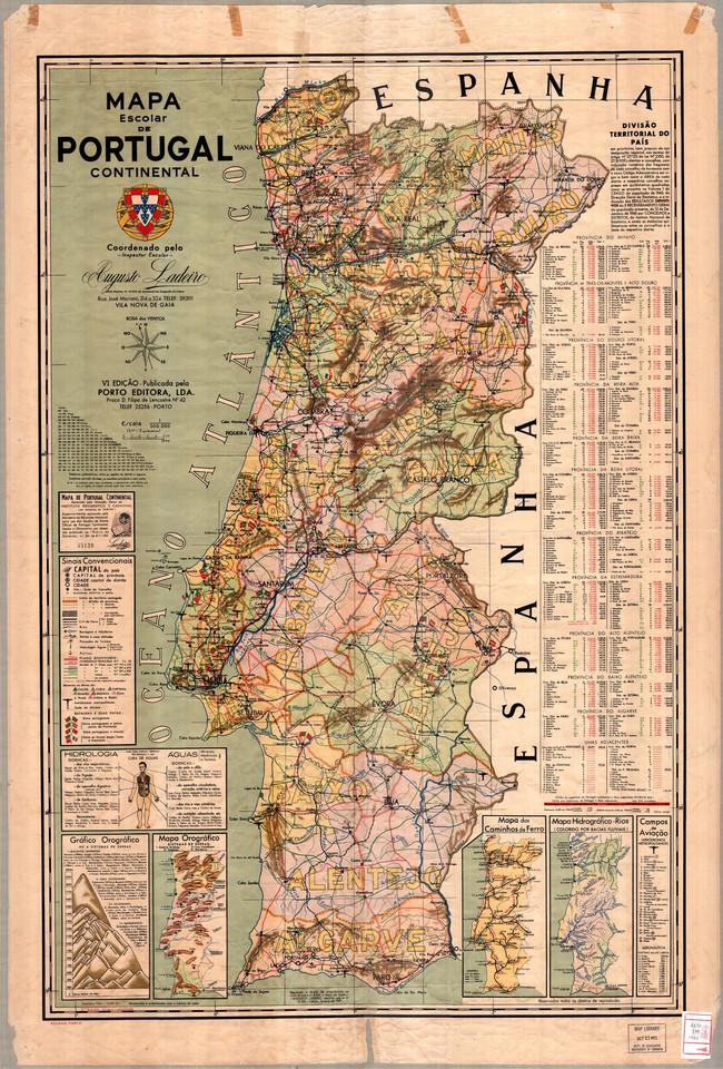 Mapa Escolar de Portugal Continental, VI.ª ed., Porto Editora, 1962