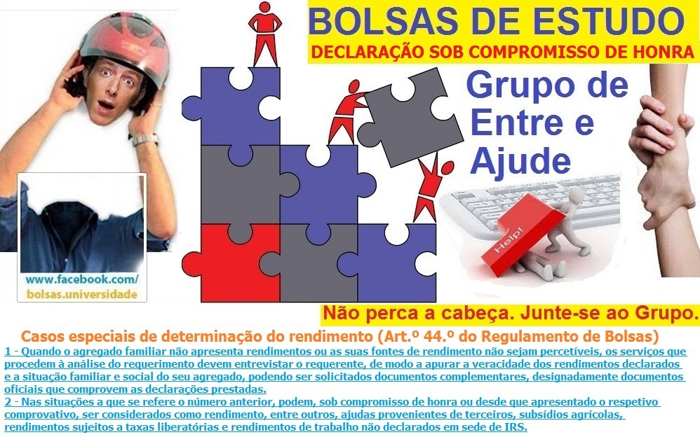 Bolsas de Estudo Ensino Superior Declaração Sob Compromisso de Honra e Esclarecimento da Situação Económica do Agregado