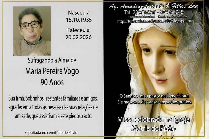 CARTÃO DE CONDOLÊNCIAS DE  MARIA PEREIRA VOGO (1