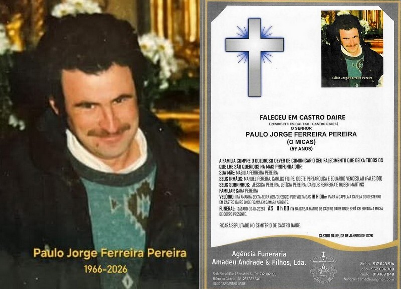 FOTO RIP DE PAULO JORGE FERREIRA PEREIRA 59 ANOS (
