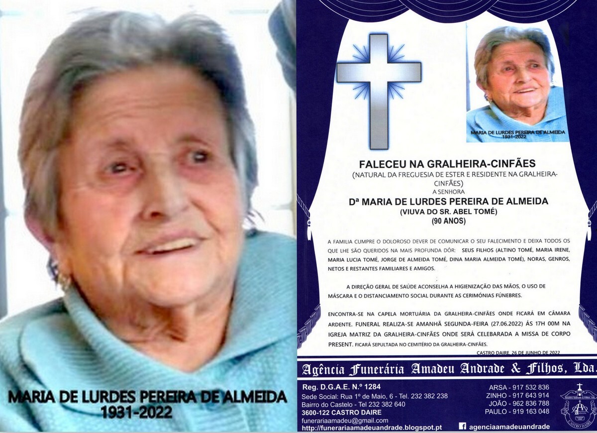 FOTO RIP DE  MARIA DE LURDES PEREIRA DE ALMEIDA-90