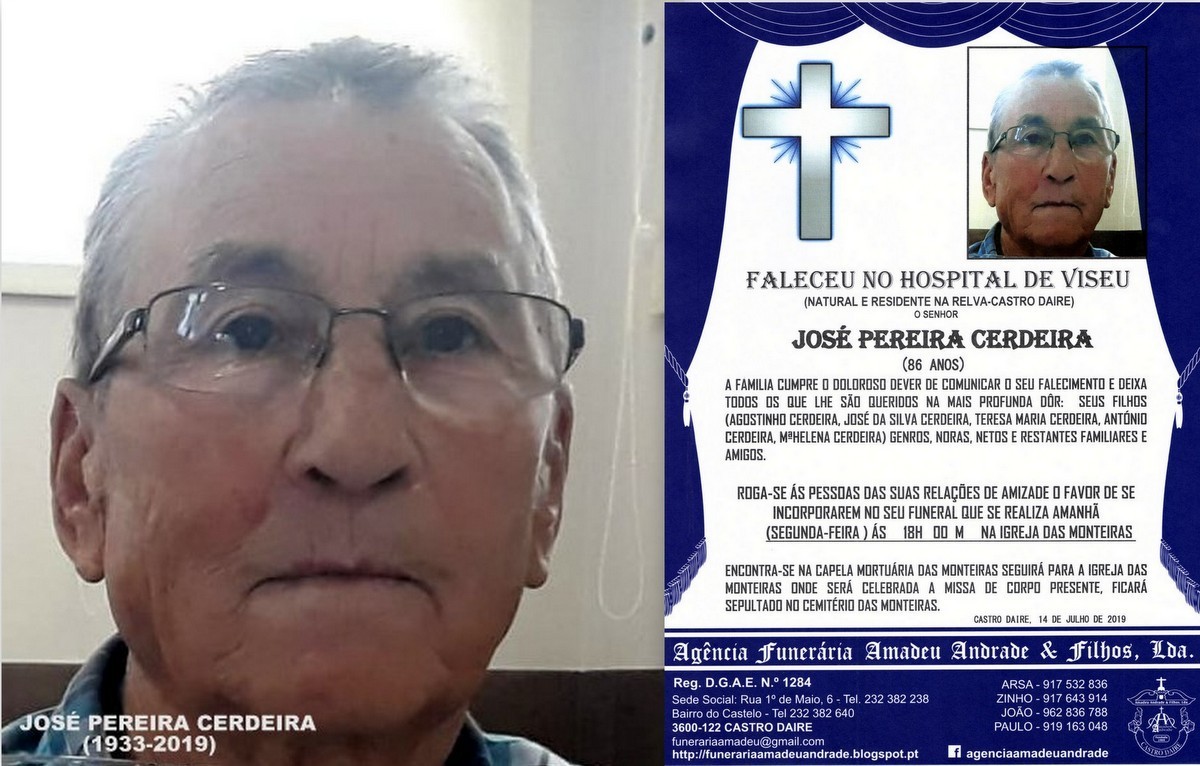 FOTO  RIP  JOSÉ PEREIRA CERDEIRA -86 ANOS (RELVA-