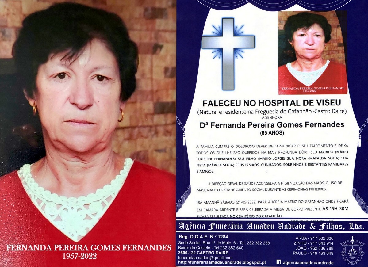 FOTO RIP  DE FERNANDA PEREIRA GOMES FERNANDES-GAFA