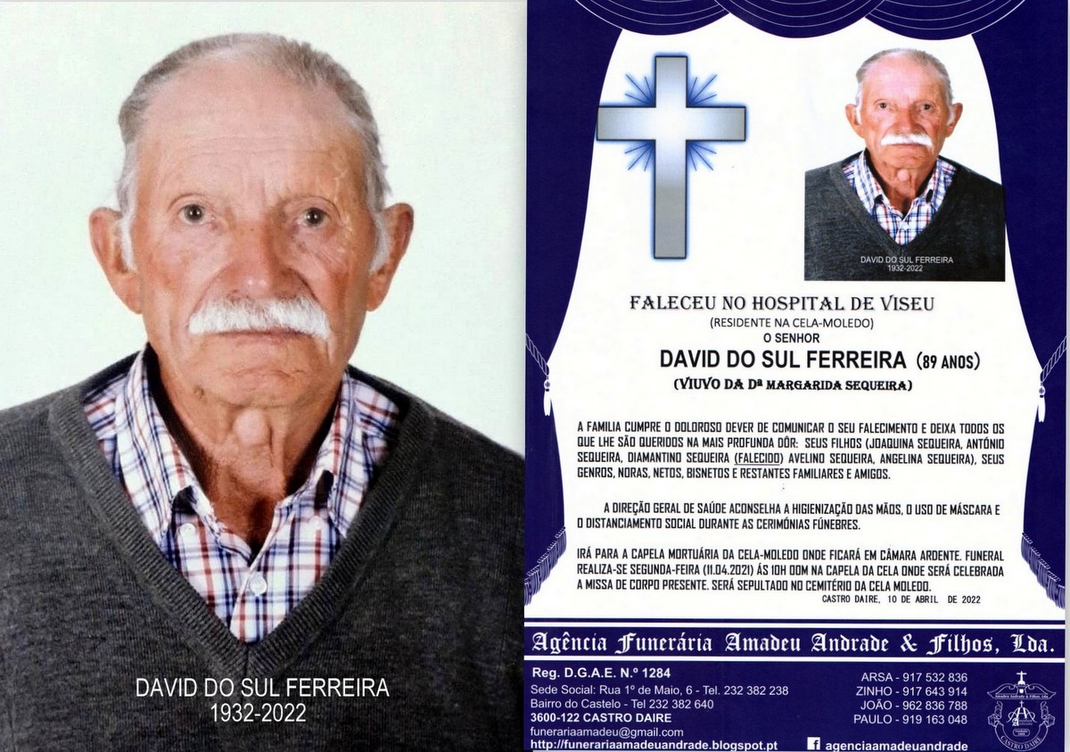 FOTO RIP  DE DAVID DO SUL FERREIRA-89 ANOS (CELA-M