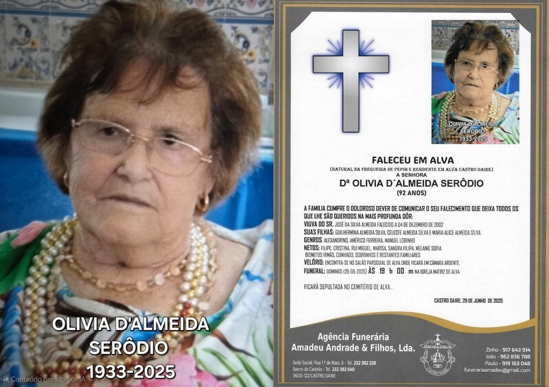FOTO NOME DE OLIVIA D´ALMEIDA SERÔDIO-92 ANOS (A