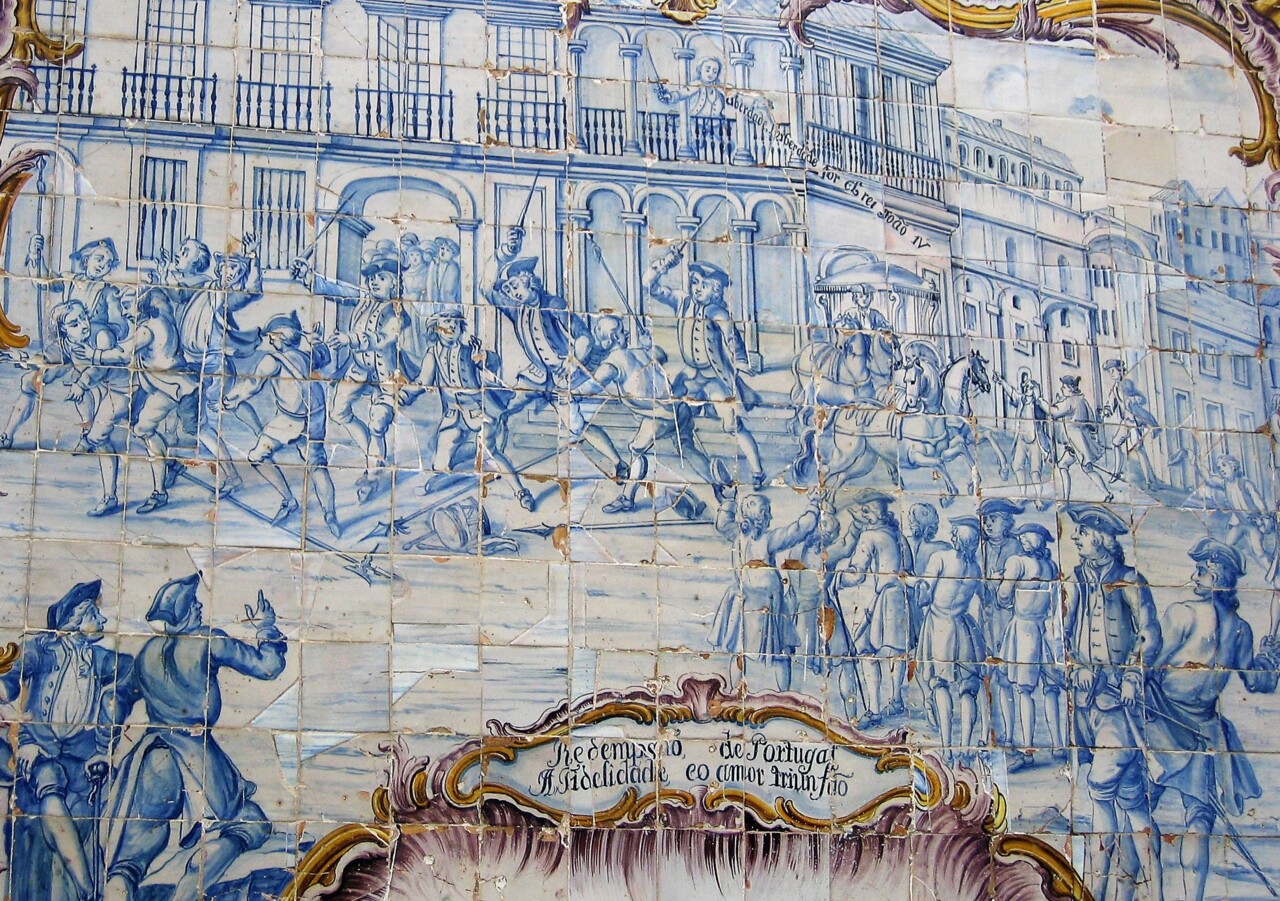 Azulejo da «Redempsão de Portugal», Palácio dos Condes de Almada ( da Independência), in S.H.I.P.