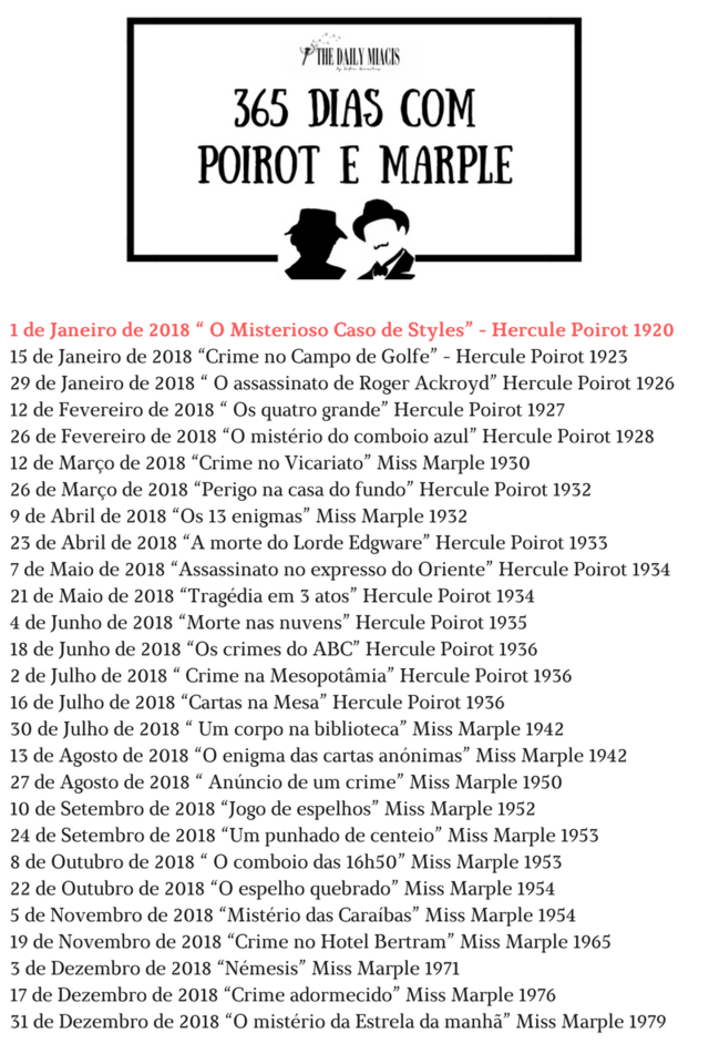 1 de Janeiro de 2018 “ O Misterioso Caso de Styl