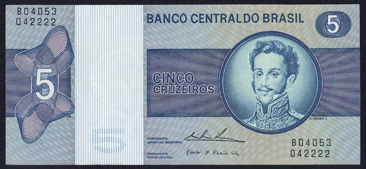 Brazil 5 Cruzeiros banknote 1975 Dom Pedro I.JPG