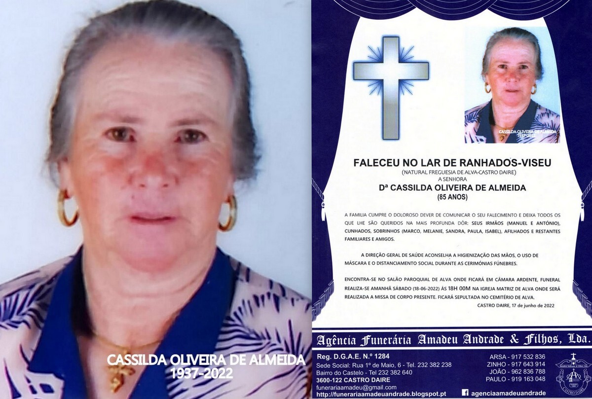 FOTO RIP  DE CASSILDA OLIVEIRA DE ALMEIDA-85 ANOS 