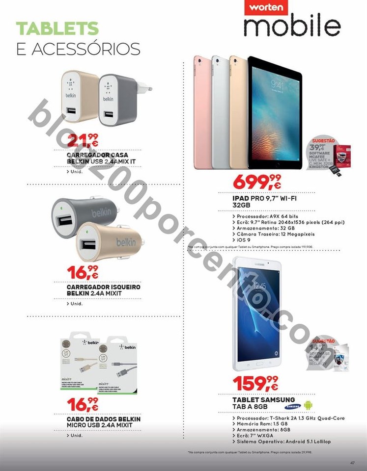 Antevisão Folheto WORTEN Mobile promoções de 9 