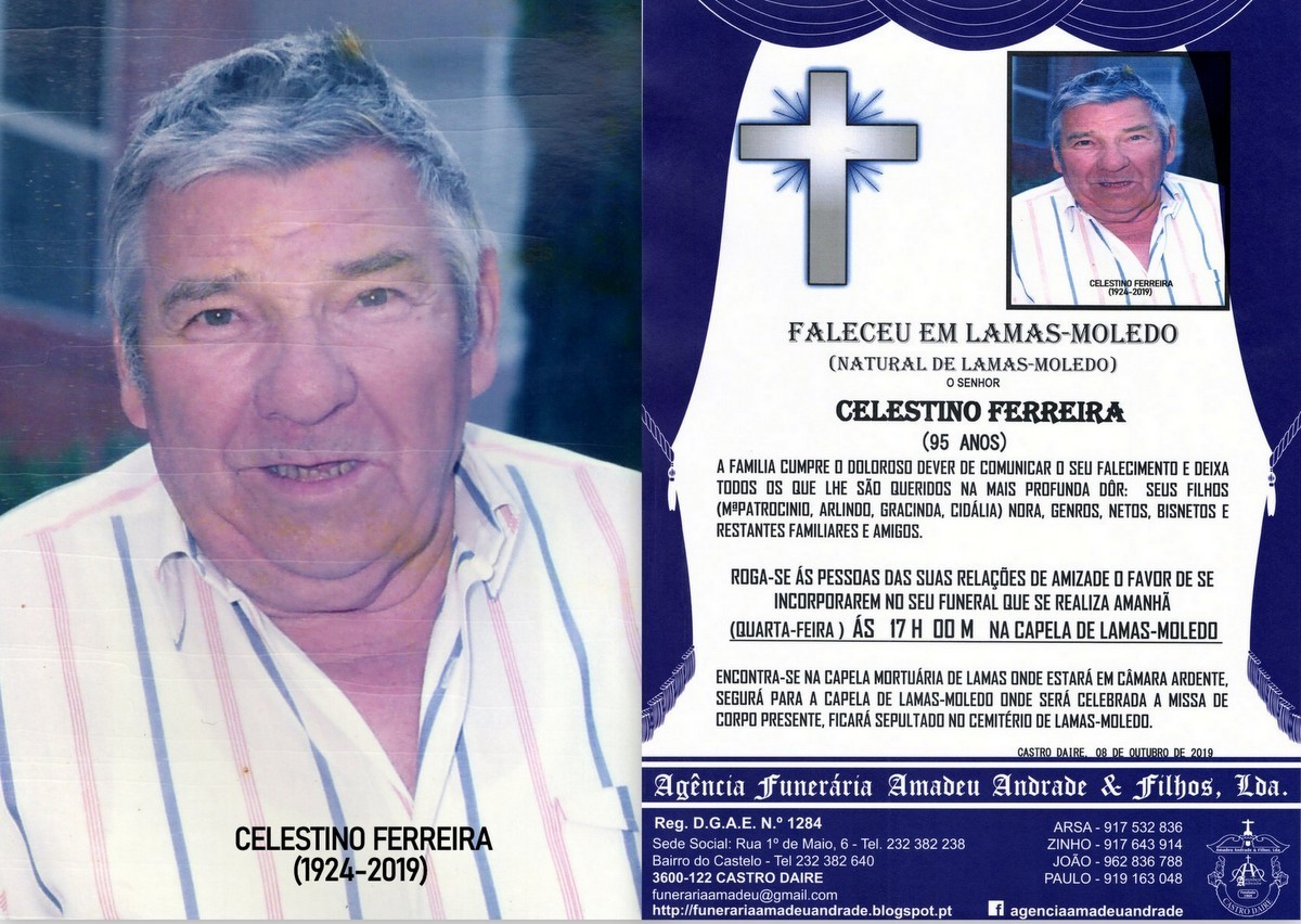 RIP FOTO -CELESTINO FERREIRA-95 ANOS (LAMAS-MOLEDO