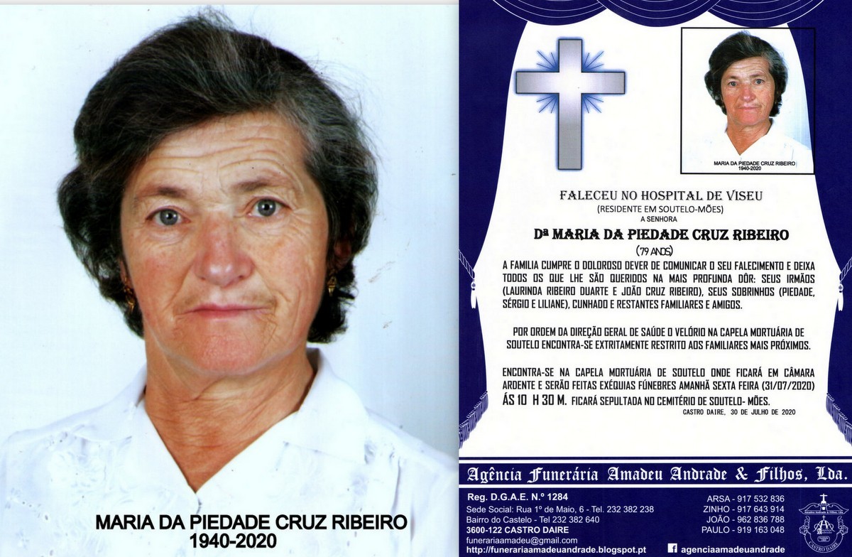 FOTO RIP DE MARIA DA PIEDADE CRUZ RIBEIRO -79 ANOS