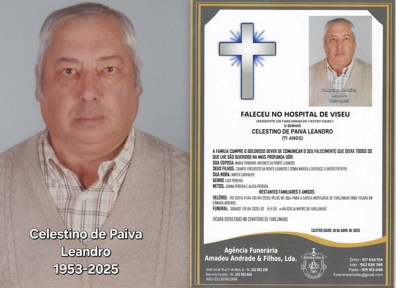 FOTO RIP DE DE CELESTINO DE PAIVA LEANDRO-71 ANOS 