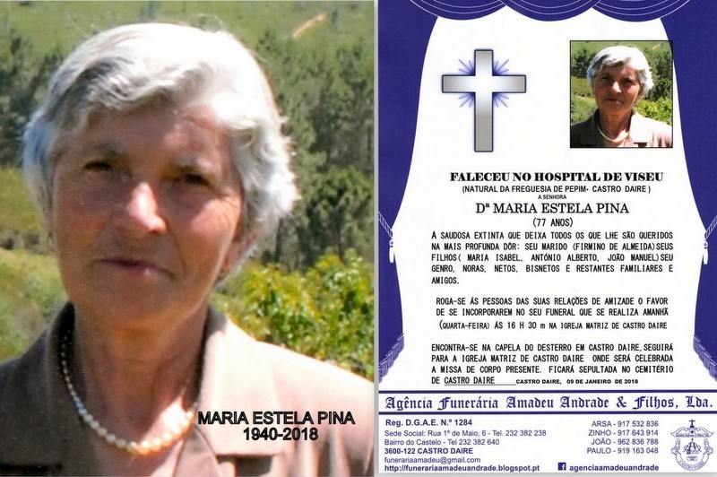 FOTO RIP  -MARIA ESTELA PINA -77 ANOS (CASTRO DAIR