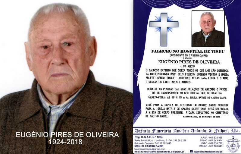 FOTO RIP-EUGÉNIO PIRES DE OLIVEIRA 94 ANOS (CASTR