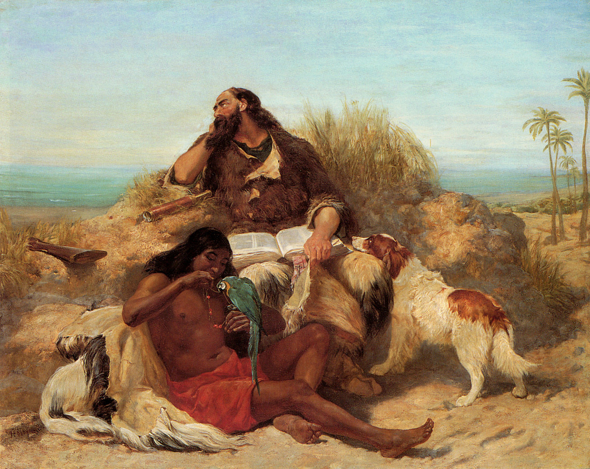 Robinson Crusoé e o Sexta-Feira. John Charles Dollman (1851-1934)