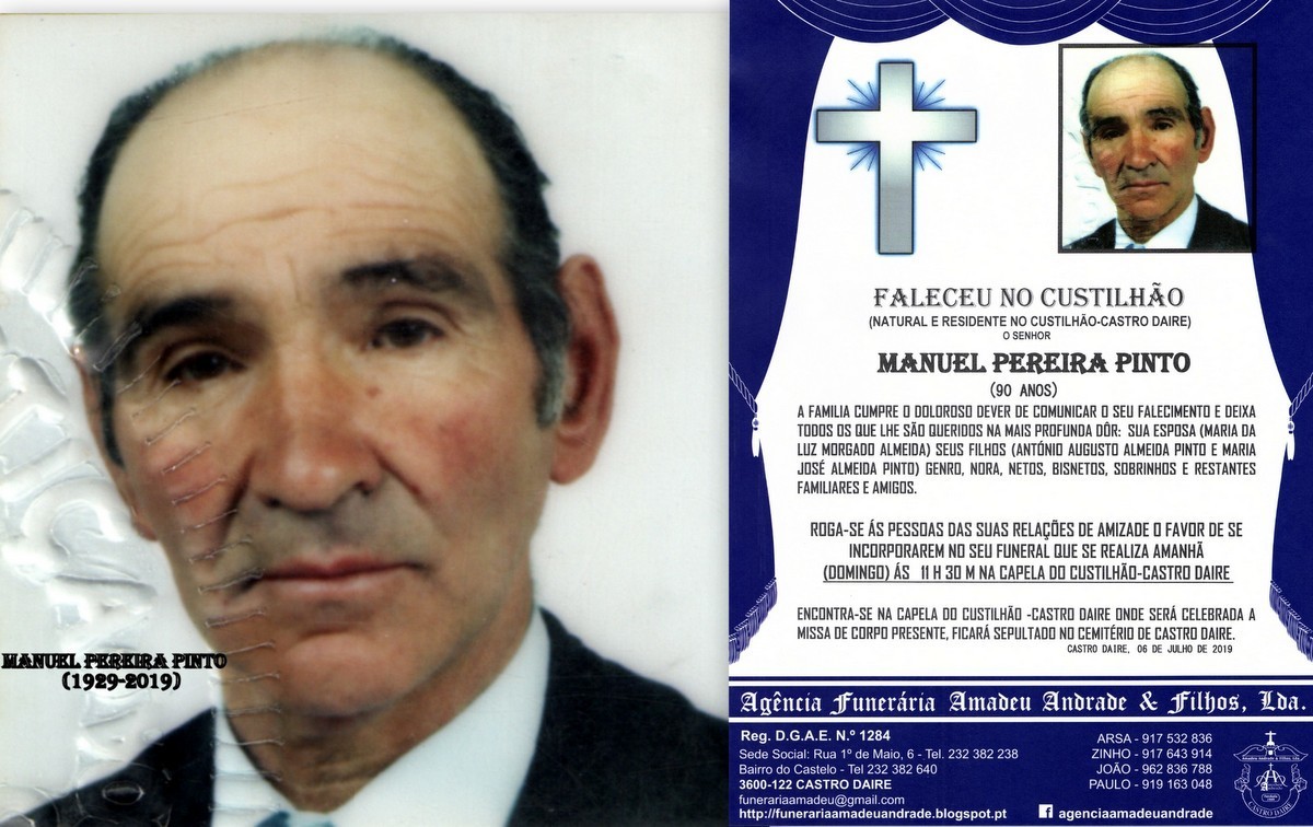 FOTO RIP DE MANUEL PEREIRA PINTO -90 ANOS (CUSTILH