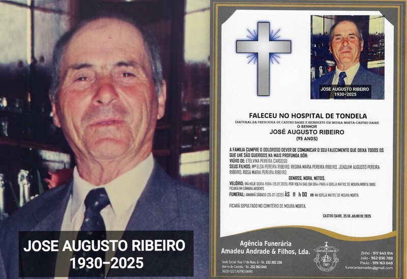 FOTO RIP DE JOSÉ AUGUSTO RIBEIRO-95 ANOS (MOURA M
