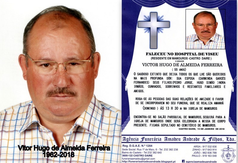 FOTO RIP- DE VITOR HUGO DE ALMEIDA FERREIRA -55 AN