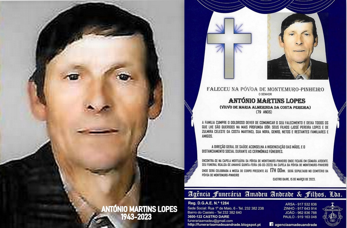 FOTO RIP DE ANTÓNIO MARTINS LOPES- 79 ANOS (PÓVO