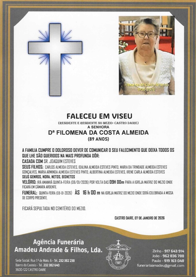 RIP2-FUNERAL DE FILOMENA DA COSTA ALMEIDA -89 ANOS