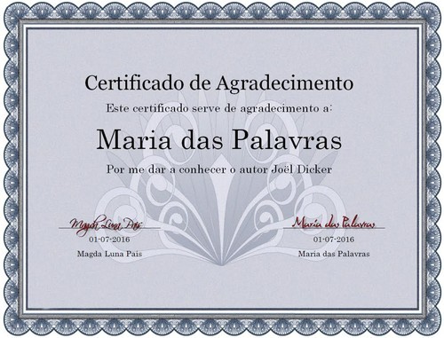 Certificado Maria das Palavras