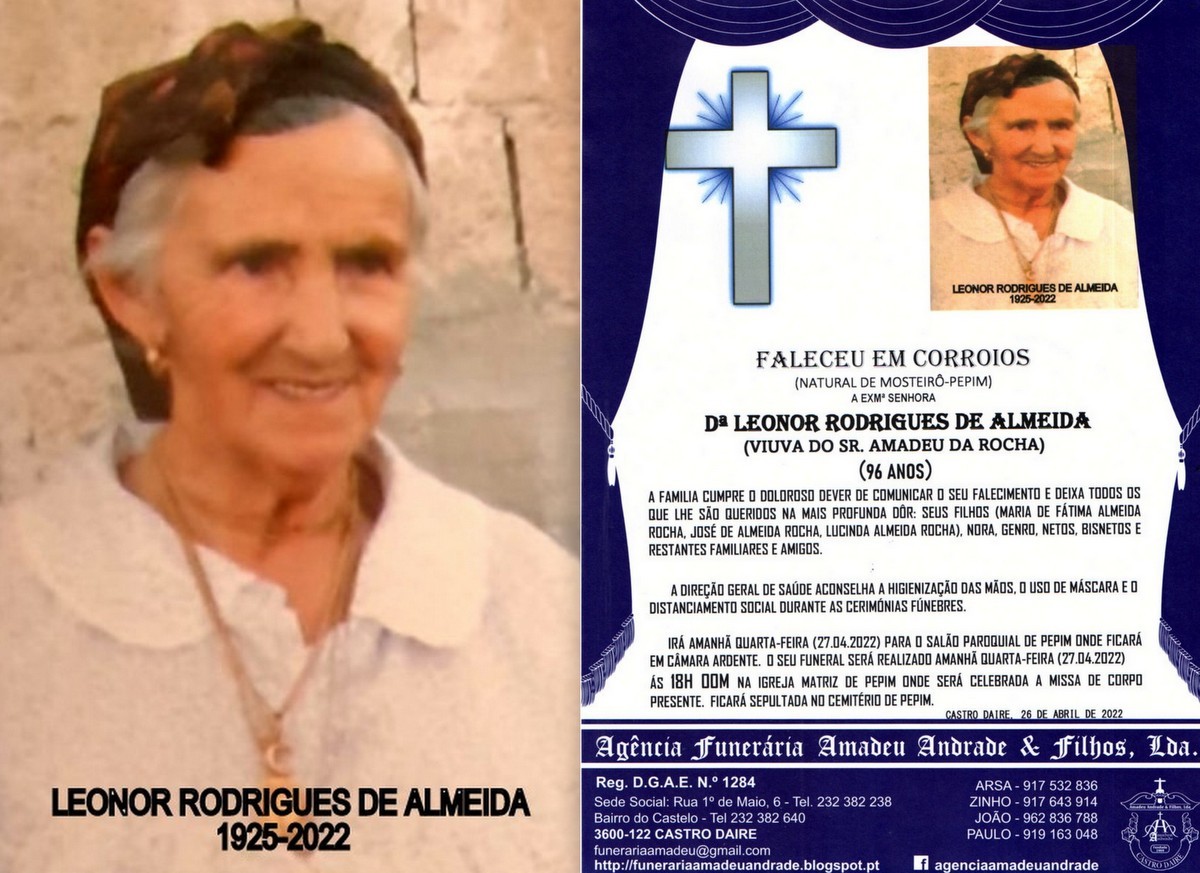 FOTO RIP DE LEONOR RODRIGUES DE ALMEIDA-96 ANOS (M