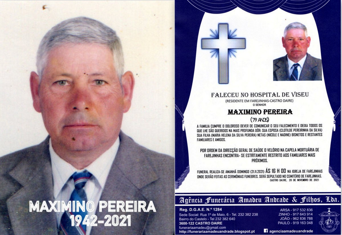 FOTO RIP DE MAXIMINO PEREIRA-79 ANOS (FAREJINHAS).