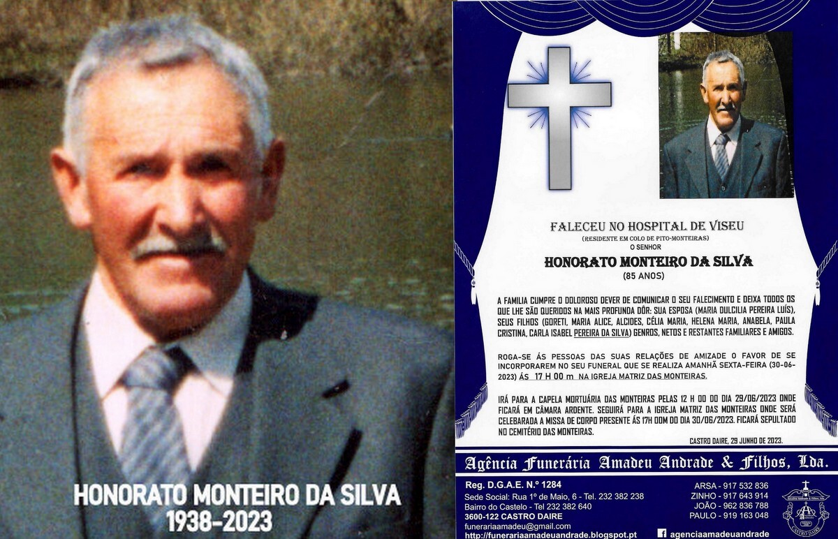 FOTO RIP  HONORATO MONTEIRO DA SILVA-85 ANOS-COLO 