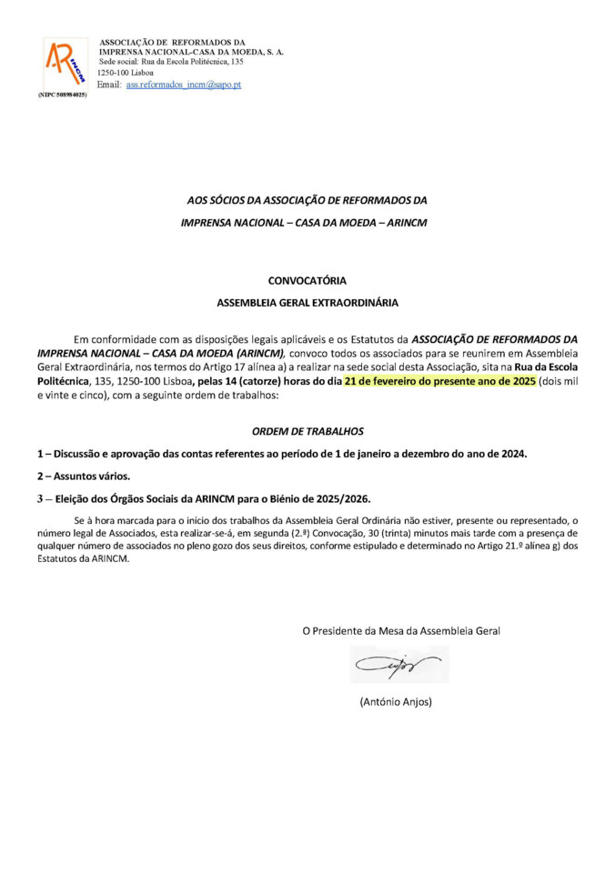 Convocatória Assembleia Eleições 25.26 (retific