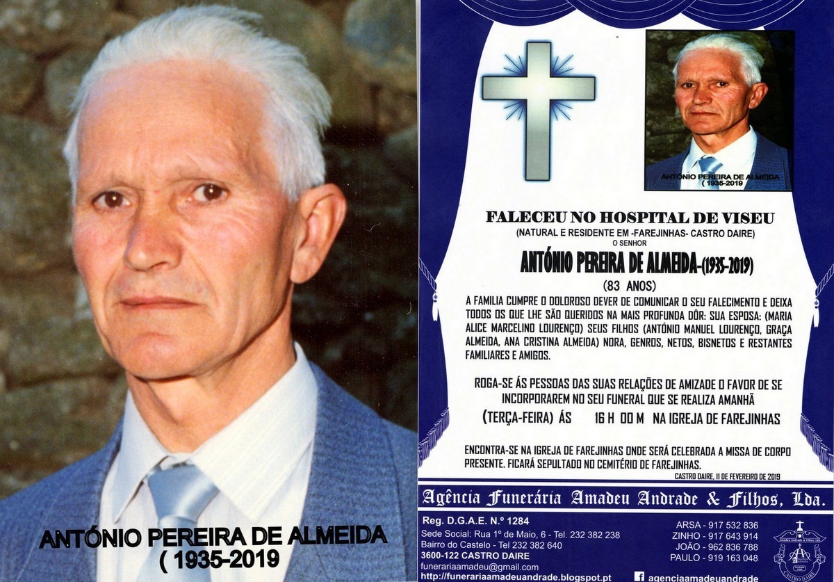 FOTO RIP DE ANTÓNIO PEREIRA DE ALMEIDA -83 ANOS (