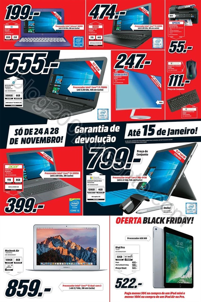 Antevisão Folheto MEDIA MARKT Black Friday promoções de 22 a 24