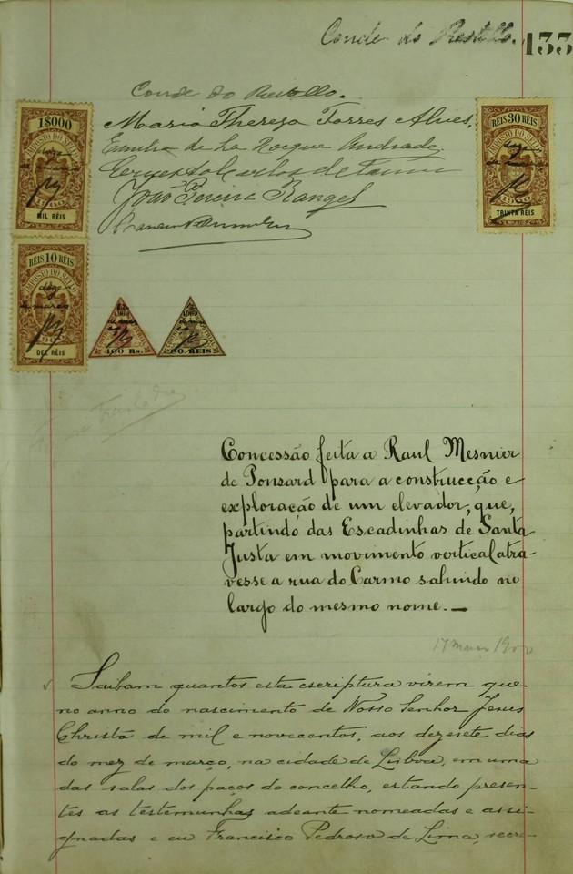 1 folha da Escritura de concessão feita a Raul Me