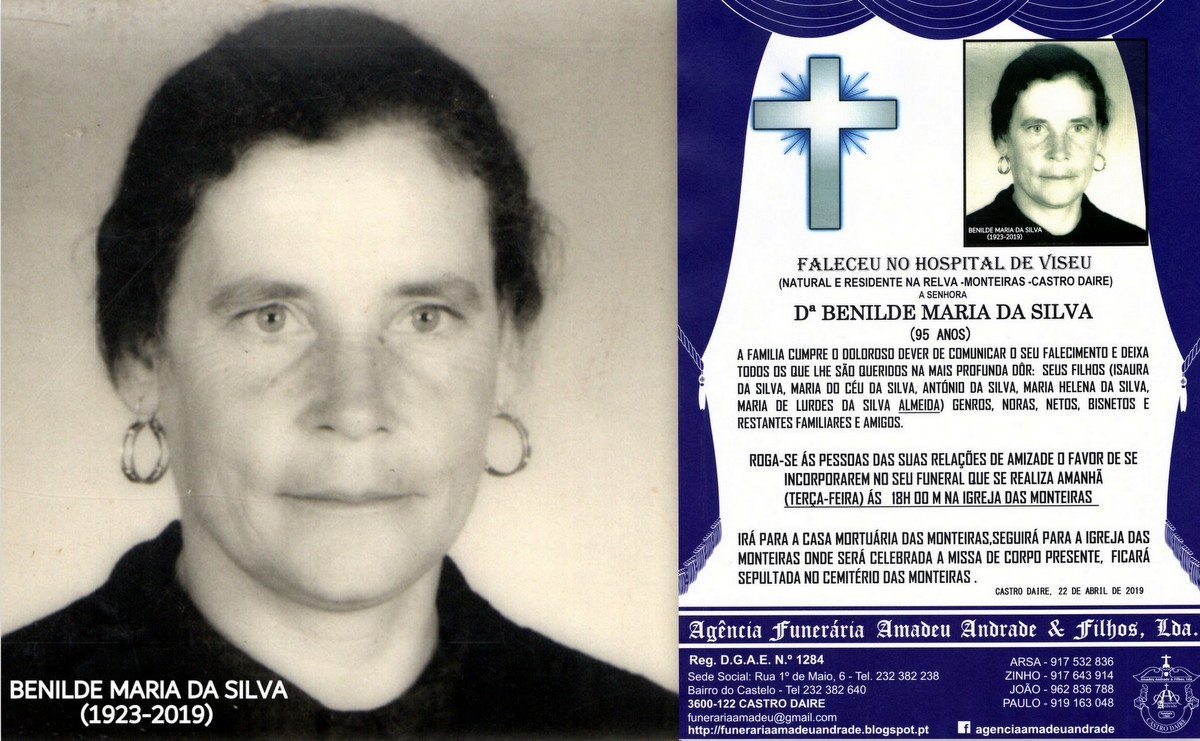 FOTO RIP  DE BENILDE MARIA DA SILVA-95 ANOS (RELVA