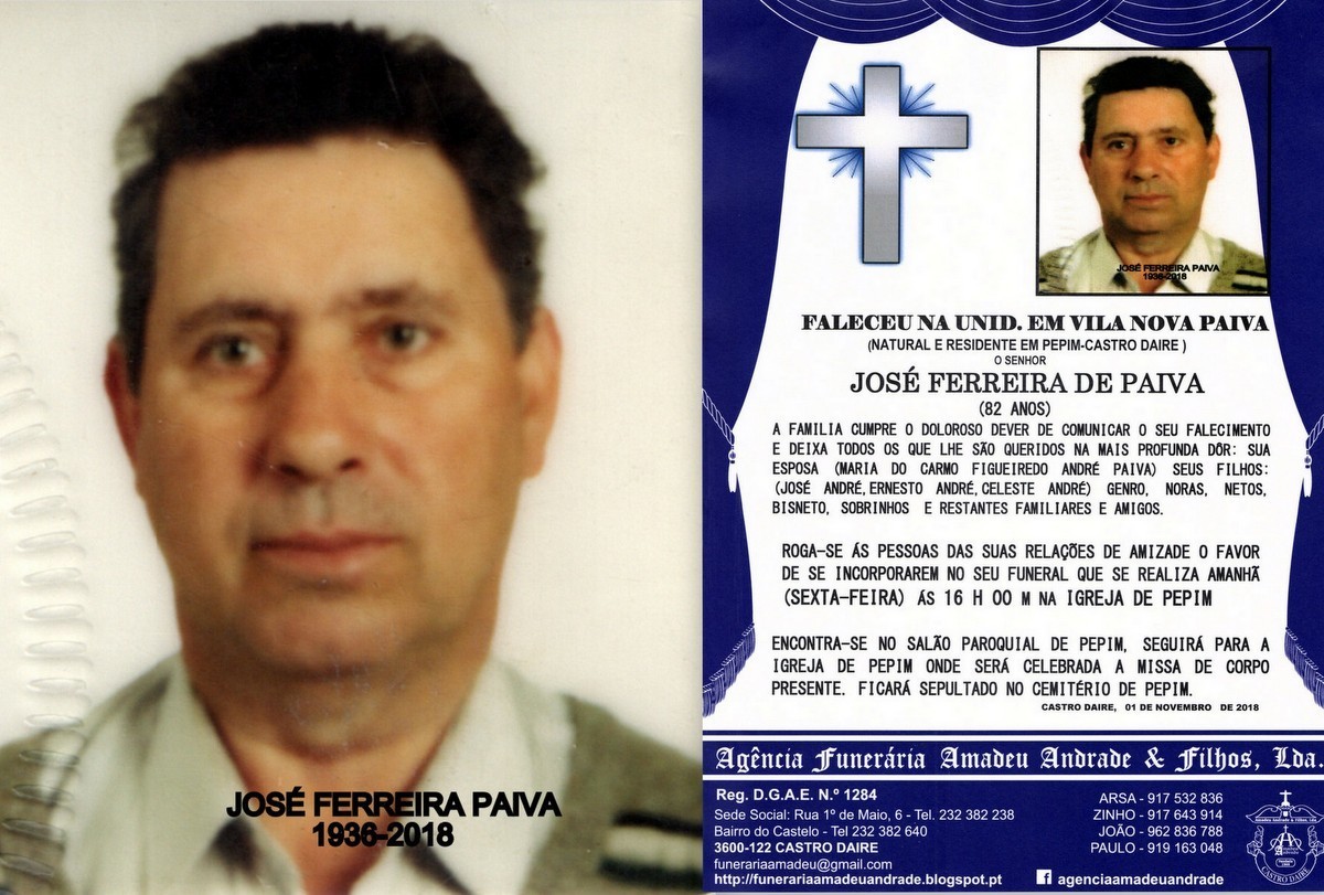 FOTO RIP  DE JOSÉ FERREIRA PAIVA-82 ANOS (PEPIM).