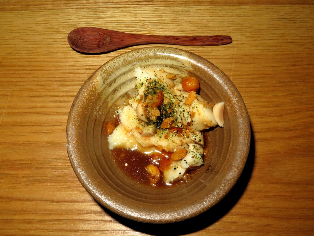 Chickpea Tofu with Hazelnuts & Tomato Ponzu
