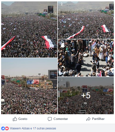 manifestações pró-Houthis em Saana, Iémeni