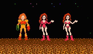 Samus Aran no final do jogo Metroid