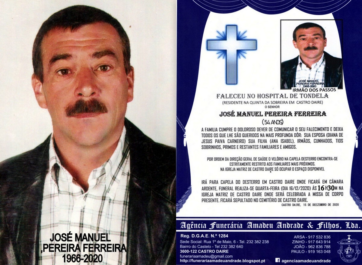 FOTO RIP  DE JOSÉ MANUEL PEREIRA FERREIRA-54 ANOS